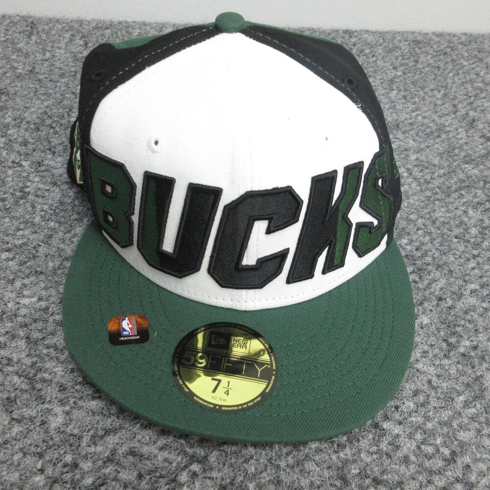 Milwaukee Bucks Hat Cap Fitted Mens 7 1/4 Green NBA 59FIFTY Two Tone New Era